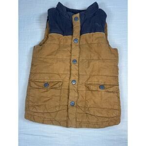 Tommy Bahama Khaki Brown‎ Navy Blue Corduroy Snap Vest Boys Size 5/6